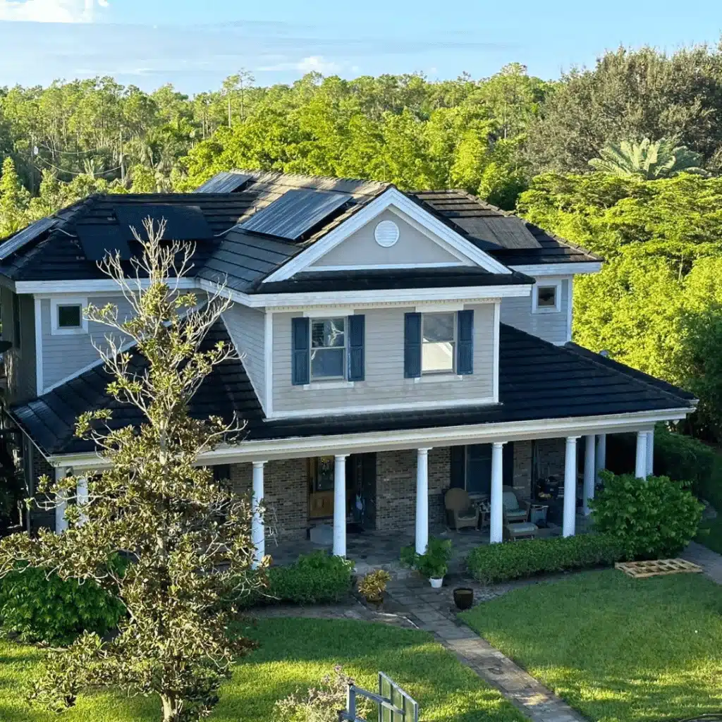 luxury guest home with solar panels