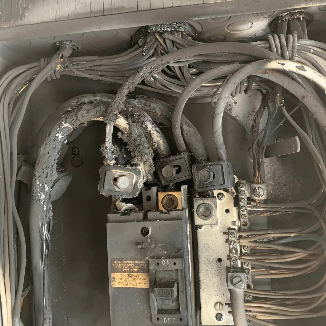 damaged electrical panel